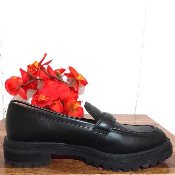 SOLD🔴🔴🔴🔴🔴🔴Madewell Women's Black Leather Lugged Slip On Loafer 8.5 - Picture 11 of 11